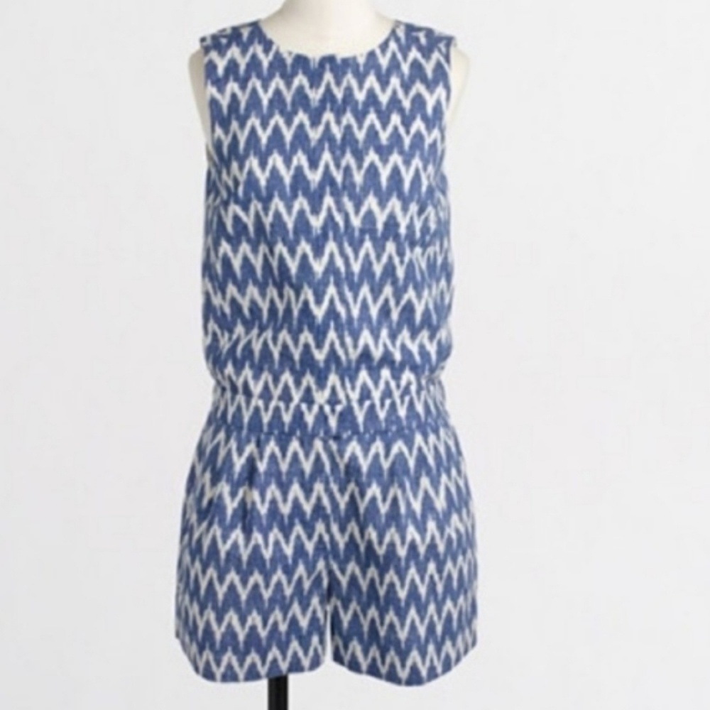 J-CREW factory linen chevron Ikat romper